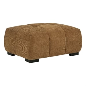 Pemberly Row Tufted Upholstered Fabric Rectangular Ottoman in Amber Brown