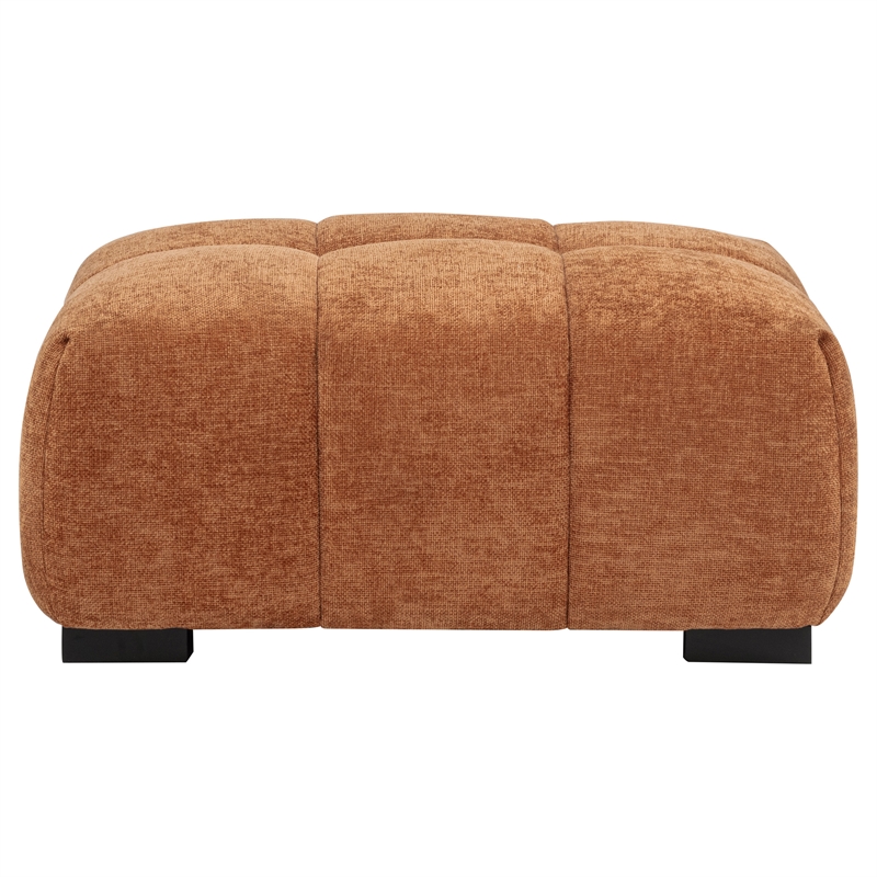 Pemberly Row Tufted Upholstered Fabric Rectangular Ottoman in Orange