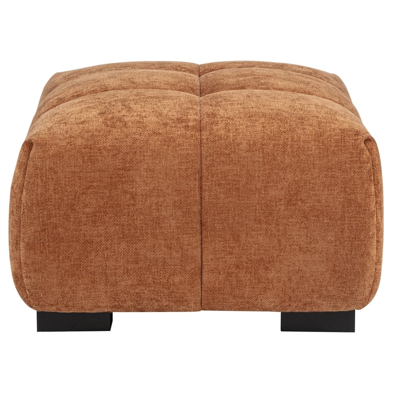 Pemberly Row Tufted Upholstered Fabric Rectangular Ottoman in Orange