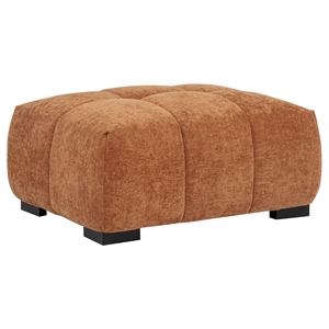 Pemberly Row Tufted Upholstered Fabric Rectangular Ottoman in Orange