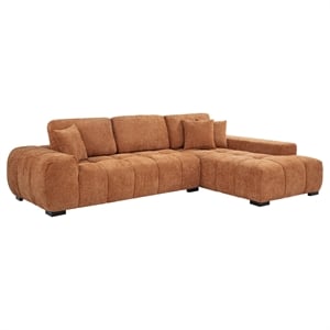 Pemberly Row Upholstered Fabric Sectional Chaise Sofa in Orange