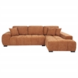 Pemberly Row Upholstered Fabric Sectional Chaise Sofa in Orange