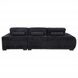Pemberly Row Upholstered Fabric Sectional Chaise Sofa in Black
