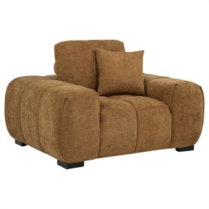 Pemberly Row Upholstered Fabric Track Arm Accent Chair in Amber