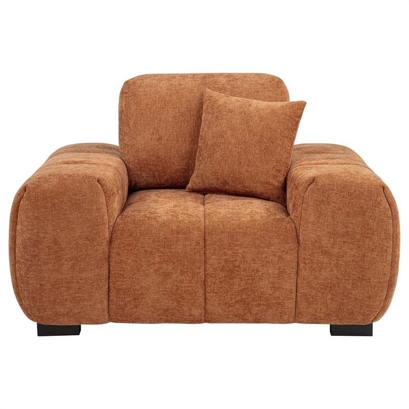Pemberly Row Contemporary Fabric Track Arm Accent Chair in Orange