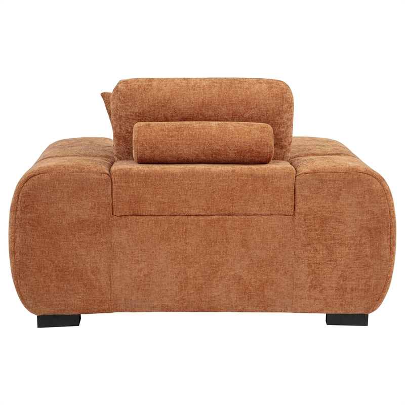 Pemberly Row Contemporary Fabric Track Arm Accent Chair in Orange