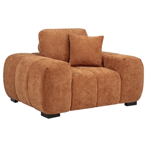 Pemberly Row Contemporary Fabric Track Arm Accent Chair in Orange