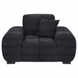 Pemberly Row Upholstered Fabric Track Arm Accent Chair in Black