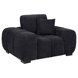 Pemberly Row Upholstered Fabric Track Arm Accent Chair in Black
