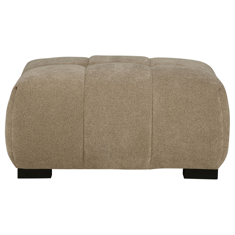 Pemberly Row Tufted Upholstered Fabric Rectangular Ottoman in Camel