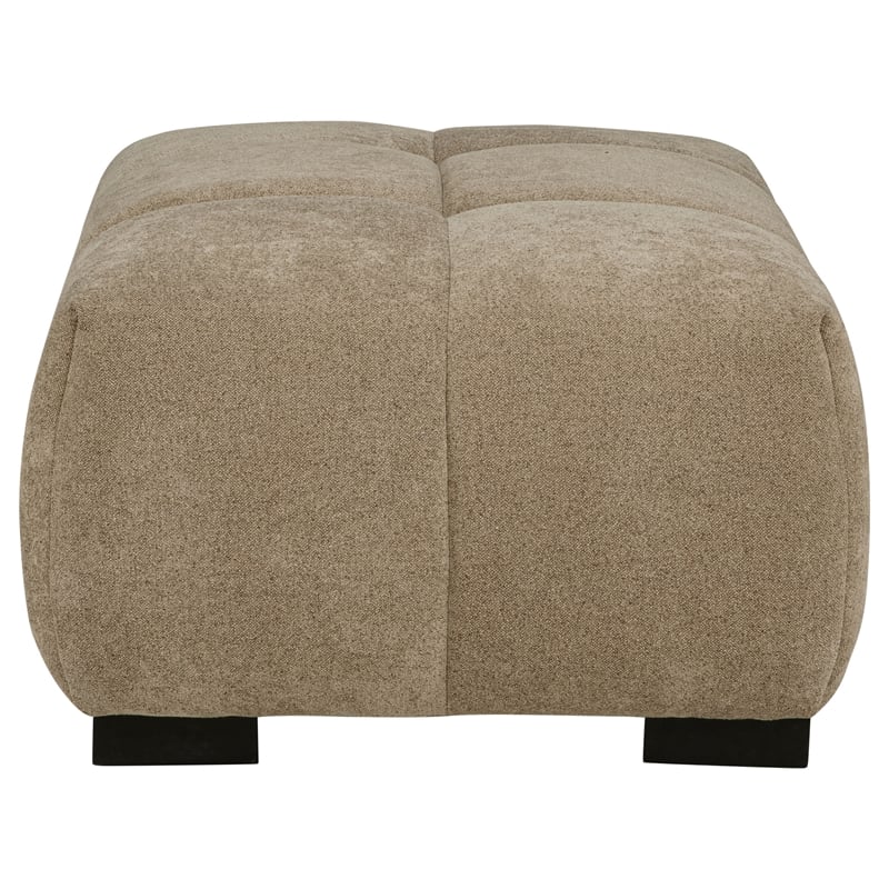 Pemberly Row Tufted Upholstered Fabric Rectangular Ottoman in Camel
