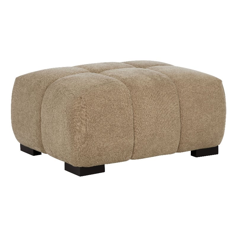 Pemberly Row Tufted Upholstered Fabric Rectangular Ottoman in Camel