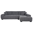 Pemberly Row Upholstered Fabric Sectional Chaise Sofa in Charcoal Grey