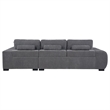 Pemberly Row Upholstered Fabric Sectional Chaise Sofa in Charcoal Grey