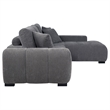 Pemberly Row Upholstered Fabric Sectional Chaise Sofa in Charcoal Grey