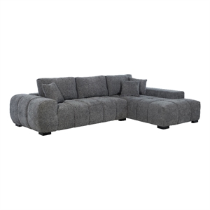 Pemberly Row Upholstered Fabric Sectional Chaise Sofa in Charcoal Grey
