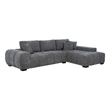 Pemberly Row Upholstered Fabric Sectional Chaise Sofa in Charcoal Grey