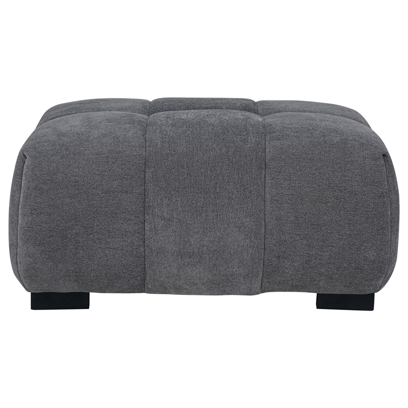 Pemberly Row Tufted Upholstered Fabric Rectangular Ottoman in Charcoal Grey