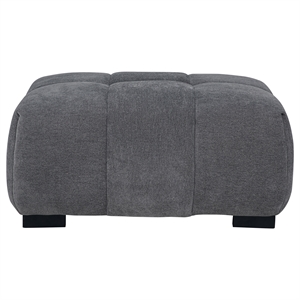 Pemberly Row Tufted Upholstered Fabric Rectangular Ottoman in Charcoal Grey