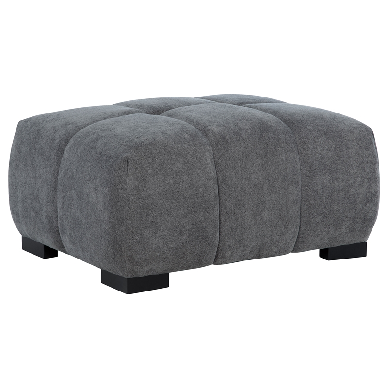 Pemberly Row Tufted Upholstered Fabric Rectangular Ottoman in Charcoal Grey