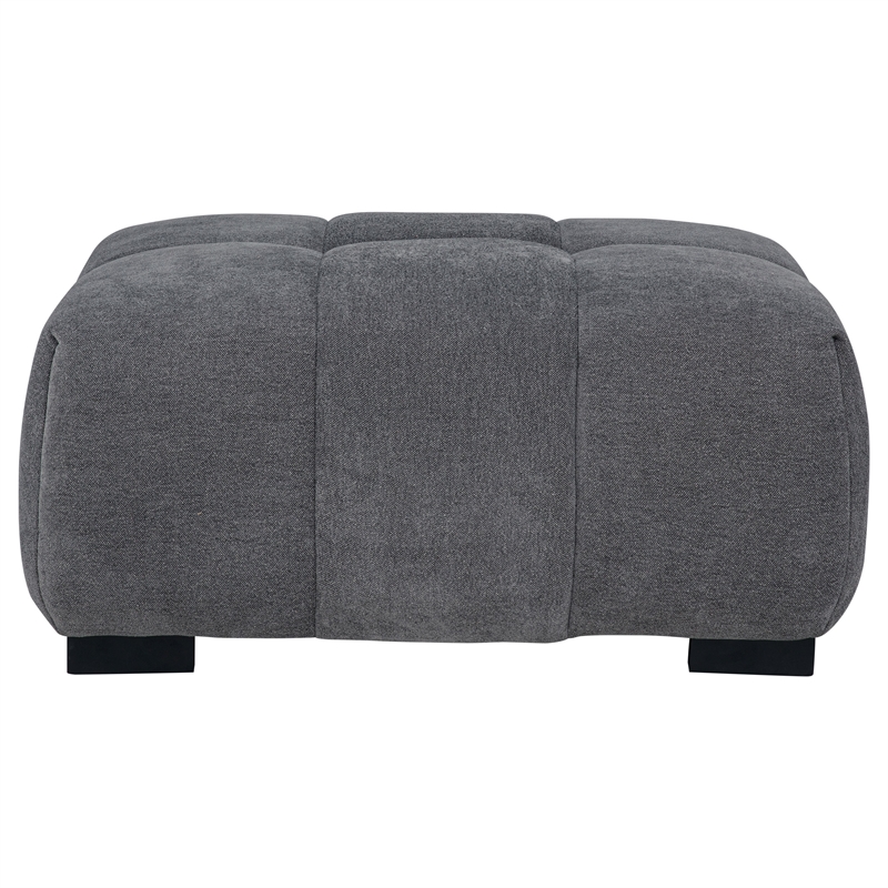 Pemberly Row Tufted Upholstered Fabric Rectangular Ottoman in Charcoal Grey