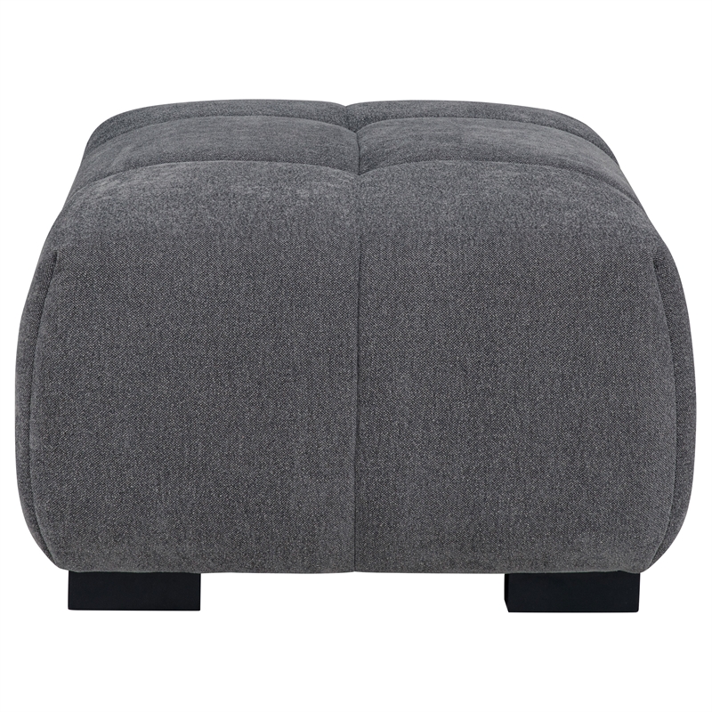 Pemberly Row Tufted Upholstered Fabric Rectangular Ottoman in Charcoal Grey