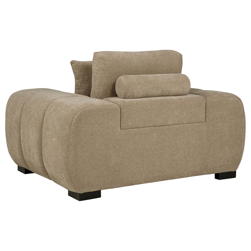 Pemberly Row Upholstered Fabric Track Arm Accent Chair in Camel