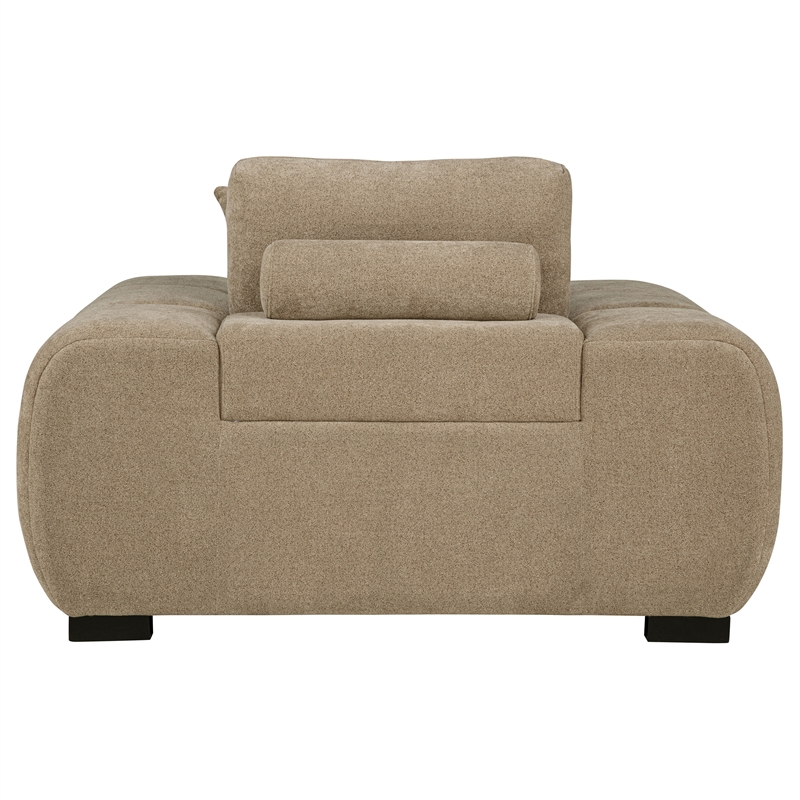 Pemberly Row Upholstered Fabric Track Arm Accent Chair in Camel