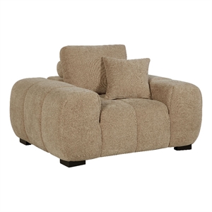 Pemberly Row Upholstered Fabric Track Arm Accent Chair in Camel