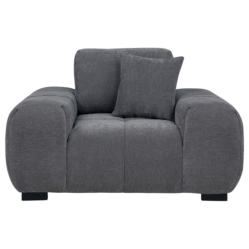 Pemberly Row Upholstered Track Arm Accent Chair in Charcoal Grey