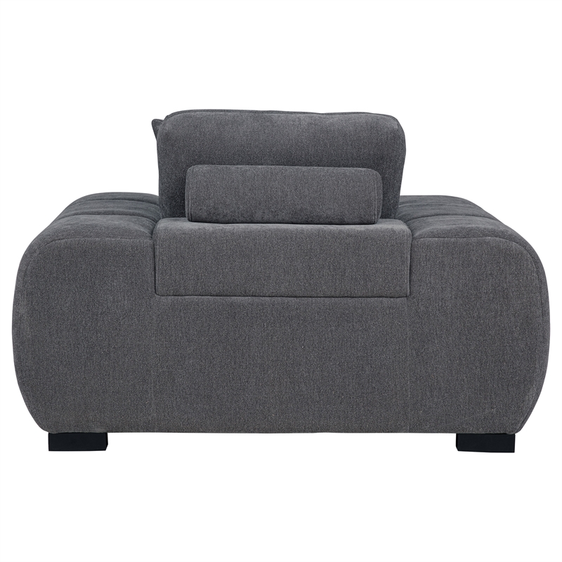 Pemberly Row Upholstered Track Arm Accent Chair in Charcoal Grey