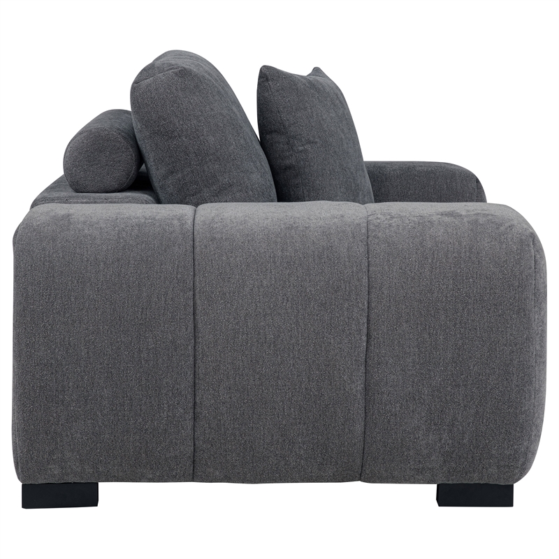 Pemberly Row Upholstered Track Arm Accent Chair in Charcoal Grey