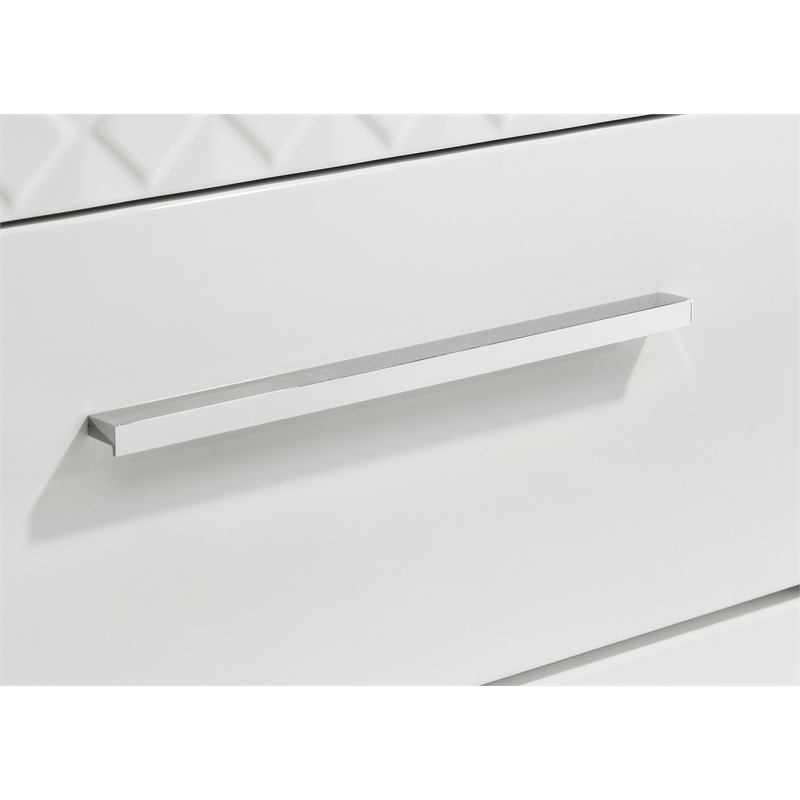 Pemberly Row Solid Hardwood 6-drawer Dresser Cabinet in White High Gloss