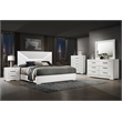 Pemberly Row Solid Hardwood 6-drawer Dresser Cabinet in White High Gloss