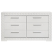 Pemberly Row Solid Hardwood 6-drawer Dresser Cabinet in White High Gloss
