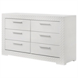Pemberly Row Solid Hardwood 6-drawer Dresser Cabinet in White High Gloss
