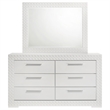 Pemberly Row 6-drawer Dresser and Mirror Set in White High Gloss