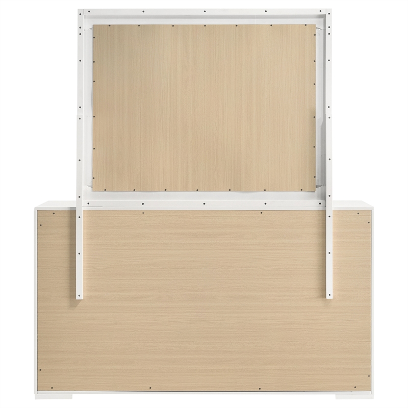Pemberly Row 6-drawer Dresser and Mirror Set in White High Gloss