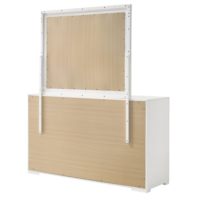 Pemberly Row 6-drawer Dresser and Mirror Set in White High Gloss