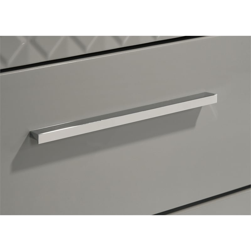 Pemberly Row Solid Hardwood 6-drawer Dresser Cabinet in Grey High Gloss