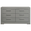Pemberly Row Solid Hardwood 6-drawer Dresser Cabinet in Grey High Gloss