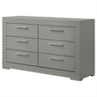 Pemberly Row Solid Hardwood 6-drawer Dresser Cabinet in Grey High Gloss