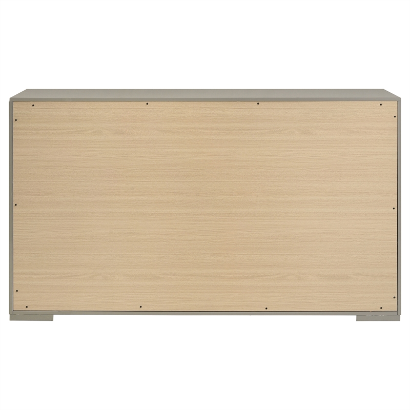 Pemberly Row Solid Hardwood 6-drawer Dresser Cabinet in Grey High Gloss