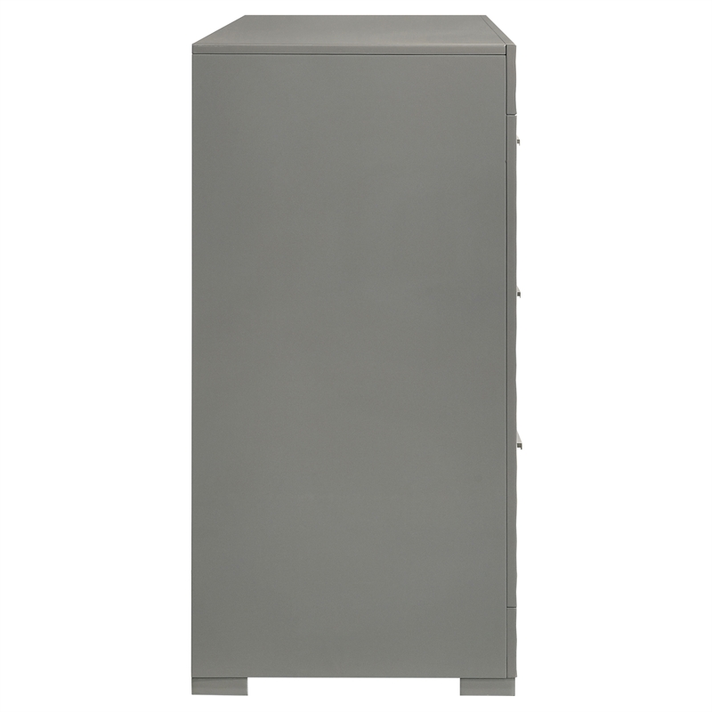 Pemberly Row Solid Hardwood 6-drawer Dresser Cabinet in Grey High Gloss