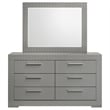 Pemberly Row 6-drawer Dresser and Mirror Set in Grey High Gloss