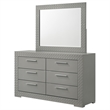 Pemberly Row 6-drawer Dresser and Mirror Set in Grey High Gloss