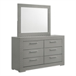 Pemberly Row 6-drawer Dresser and Mirror Set in Grey High Gloss