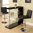 Pemberly Row Rectangular Home Wine Bar Table in Black High Gloss