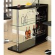 Pemberly Row Rectangular Home Wine Bar Table in Black High Gloss