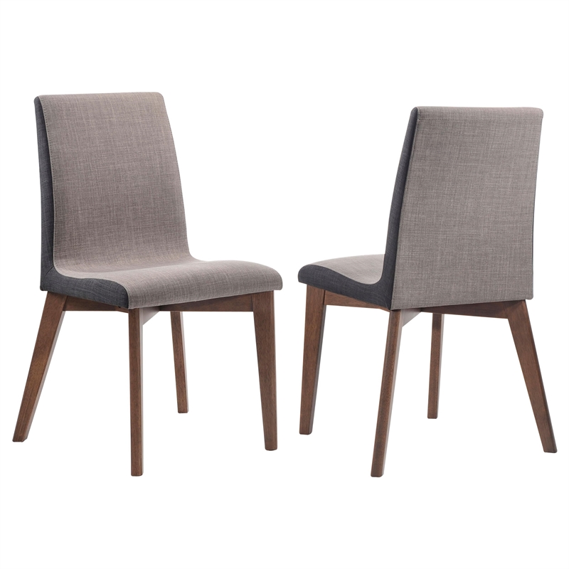 Pemberly Row 2-piece Upholstered Dining Side Chair Set in Walnut
